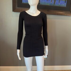 Bebe Black Long Sweater/short Dress - Small